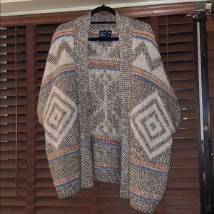 Tribal Style Short Sleeve Cardigan Sweater